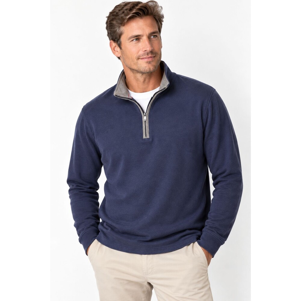 The Normal Brand Quarter Zip Pullover Blue Size Medium Men's Preppy Academia